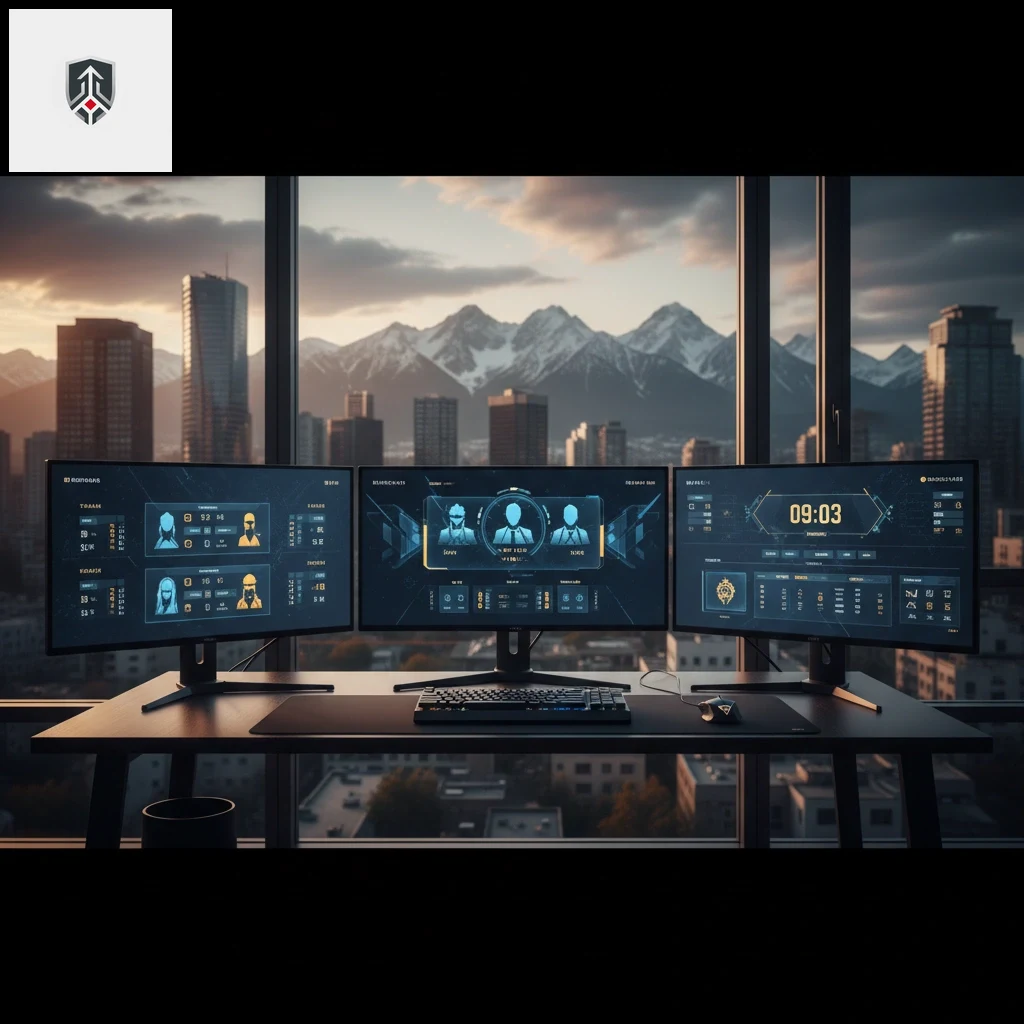 Hero pick and ban interface on a screen showing team statistics during an international tournament.