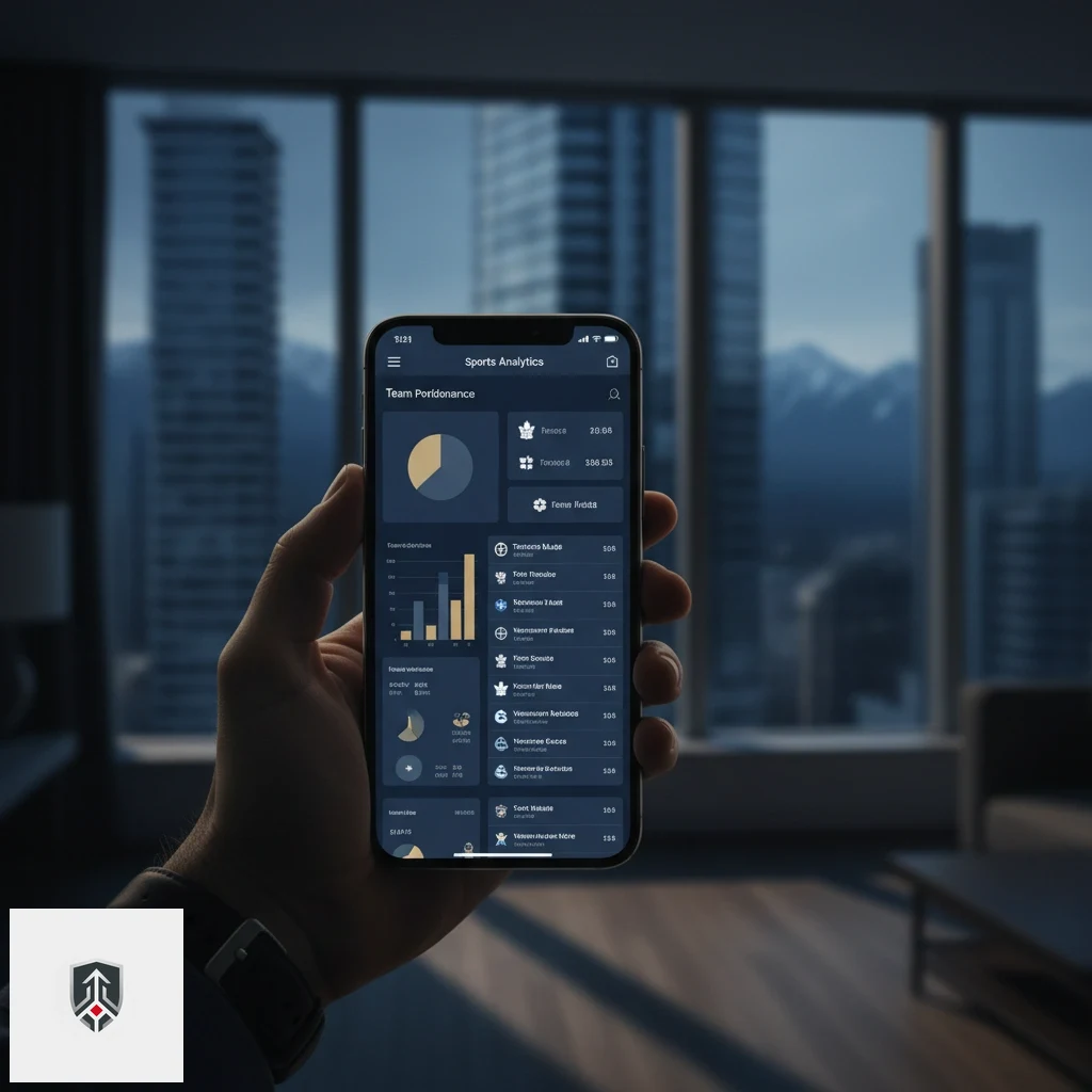 Smartphone displaying real-time sports statistics and interactive slip interface held in hand